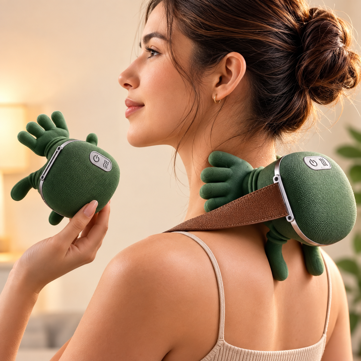 Masajeador De Cuello Con Manos Verde | Alivio Instantáneo
