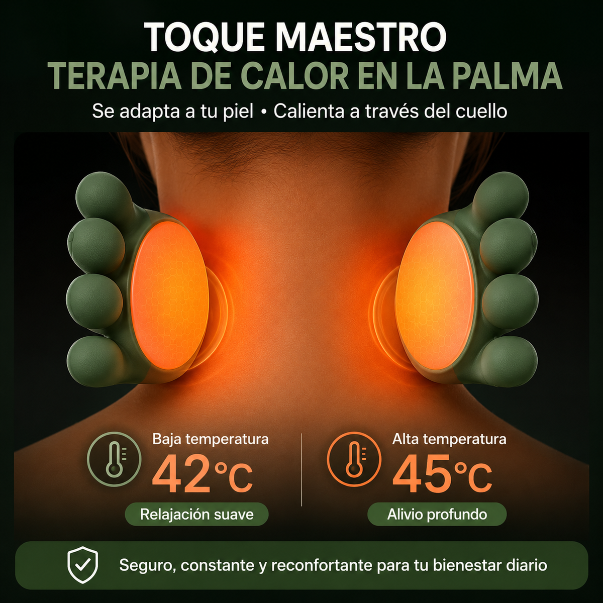Masajeador De Cuello Con Manos Verde | Alivio Instantáneo